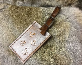Leather luggage tag