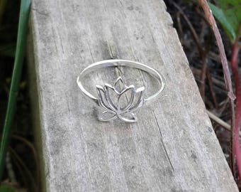 Lotus Ring, Solid Sterling Silver Lotus Flower Ring, Lotus Jewelry, Hindu Jewelry