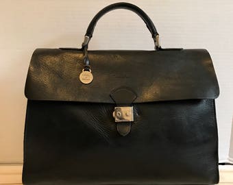 Dooney & Bourke Leather Black Satchel Bag // Briefcase Bag // Top Handle Bag