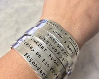 Custom Metal Stamped Bracelet Cuff // Girlfriend Gift // Birthday Present // Custom Made // One of a Kind