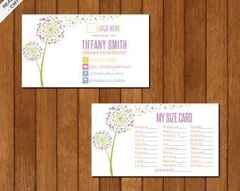 LLR My Size Card, Business card, Home Office Approved, Dandelion, Personalized, Printable Card, Marketing, Fashion Consultant Retailer 01