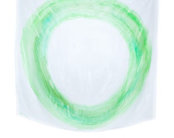 4th Chakra meditative brushstroke design on silk georgette