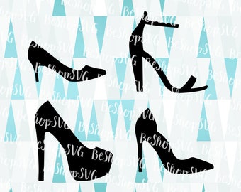 Black Shoe SVG, Shoes bundle SVG, High heel SVG, Fashion Svg, Stiletto Svg, Ankle strap Sandals Svg, Instant download, Eps - Dxf - Png - Svg