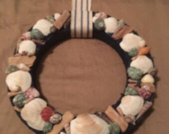 Sea shell and driftwood wreath