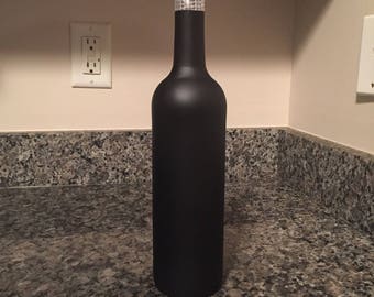 Black Chalkboard Paint Vase made from upcycled wine bottle