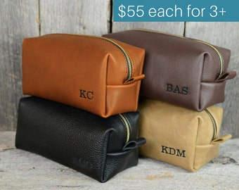 Groomsmen Gifts - Leather Toiletry Bag with Monogram - 15% discount for orders of 3+ - wedding gift groomsmen groomsman groom