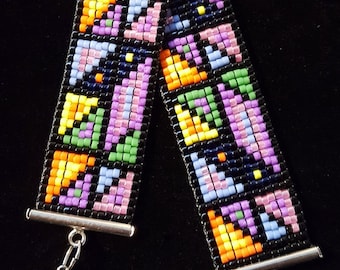 Bright and bold patchwork bracelet