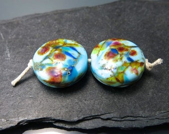 Handmade Lampwork Earring Pair Beads by GlassBeadArt … Blue and white earring beads ... 20x18mm … SRA F12