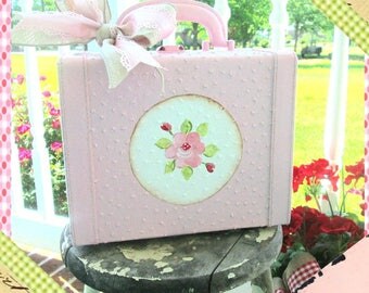 Cosmetic Case, Upcycled Train Case, Makeup Case, Travel Case, Jewelry Box, Suitcase, Pink Roses, Cosmetic Case, Jewelry Box, Repurposed
