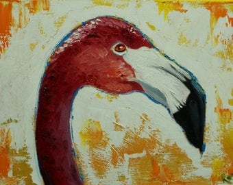 Flamingo painting 3 12x16 inch original oil painting by Roz