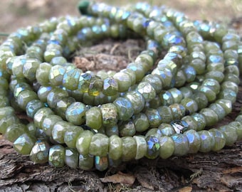 Mystic AB Vesuvianite - faceted semiprecious gemstones - 5mm X 3mm - 6 1/4 inches