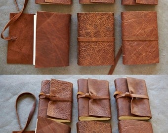 4x6 -Rugged Character - Leather Journal or Sketchbook - Initials Optional