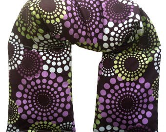 READY to SHIP Microwave Heating Pad, 28x5" Long Wrap, Rice Flaxseed Lavender, Hot Cold Pack, Headache Helper, Neck Shoulder Back