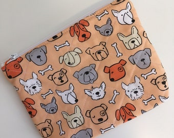 Dog Zipper Pouch Wallet, Dog Zipper Wallet, Dog Zipper Coin Purse