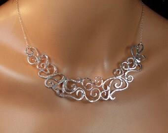 Sterling silver choker, filigree necklace, statement