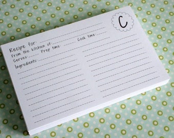 Recipe Cards- Set of 50- Super Cute-Monogramed to Your Letter Choice New Design!