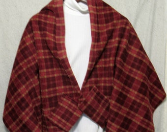 Wine & Gold Plaid Shawl, Bed Jacket, or Reading Shawl - Cold Office / Warm Shawl
