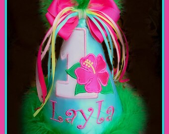 Luau Birthday Hat, Luau Cake Smash Hat, Luau First Birthday Hat, Luau 1st Birthday Hat, Baby Birthday Hat, 1st Birthday Hat, Gingham Bunny