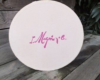 Vintage I. Magnin Co Hat Box, Hot Pink and light Pink Ladies Hat Box, Hat Box, Storage Box