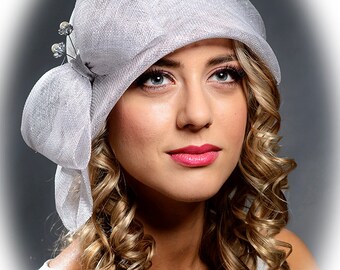 Light grey beautiful cloche hat for women- New style for your S/S 2017 events.