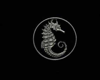 SINGAPORE - Cut Coin Pendant - Seahorse - 1971