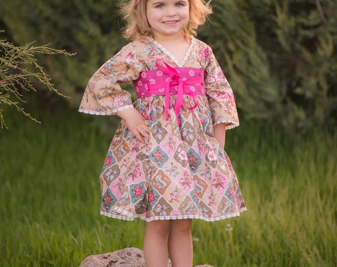 Garden Party Dress - Toddlers - Little Girls - Teens - Preteens - Birthday - Pink - Flower Girl Dress - Handmade - Lace - 2T to 14 years