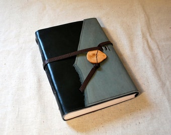 Sea Green Leather Journal with Recycled Paper-Large