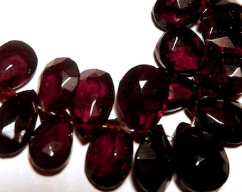 Garnet Gemstone. Semi Precious Gemstone Bead. Faceted Garnet Pear Briolette, 10-12mm. Your Choice. (bgn)