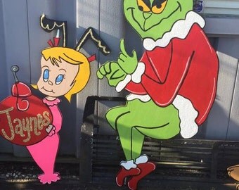 Grinch's Cindy Lou Who Personalized Christmas / Holiday Wooden Yard Art