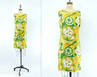 60s Shift Dress Vintage 60s Dress 60s Lime Green Dress 1960s Lemon Dress Vintage Summer Dress 60s Sleeveless Dress Bright Yellow m