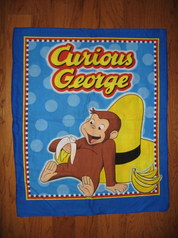 Image 0 of Curious George Monkey cowboy hat Cotton Fabric wall or crib Panel U Sew /