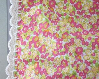 Pillowcase with Crochet Trim - Floral Lawn