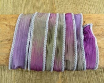 French Lavender - Hand Dyed Silk Wrap Bracelet or Necklace Ribbon - Hand Dyed Ribbon - sr32