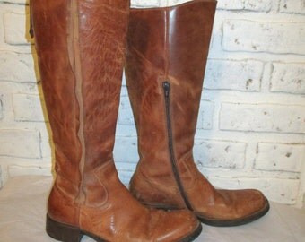 Vintage Vero Cuoio Boots Leather Tan Boots Size 37 Made in Italy Bohemian Distressed Weathered Grunge 6.5 6 1/2