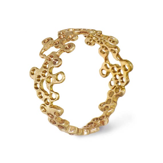 LACE Unique Gold Ring 14K yellow Gold Ring Designer Gold