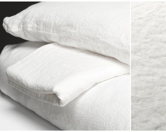 Linen Bed Sheets White Washed Flax Linen Flat Fitted Bedsheets | Single Twin Queen California King / Custom Size Pure Linen Bedding Bohemian