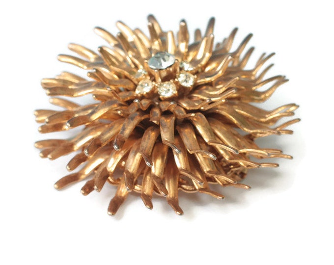 Starburst Brooch Rhinestone Center Dimensional Mid Century Vintage