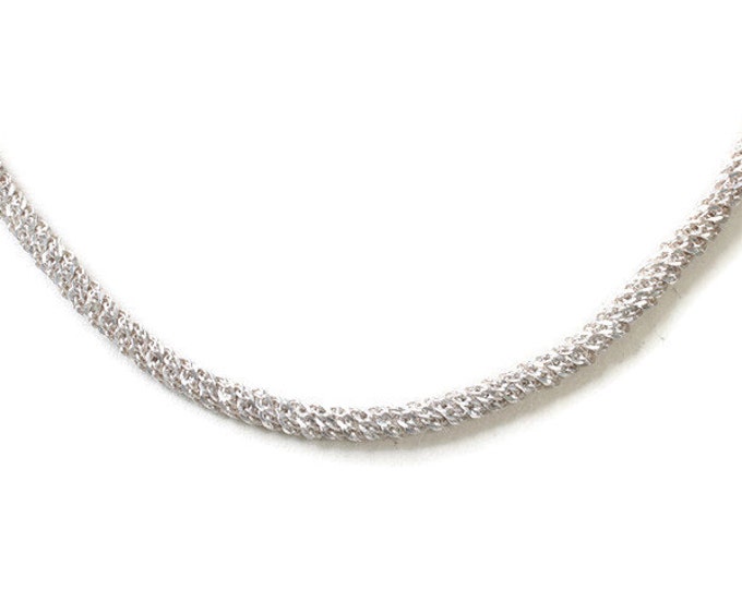 Sterling Silver Chain Necklace Diamond Cut Sparkling 18 Inch