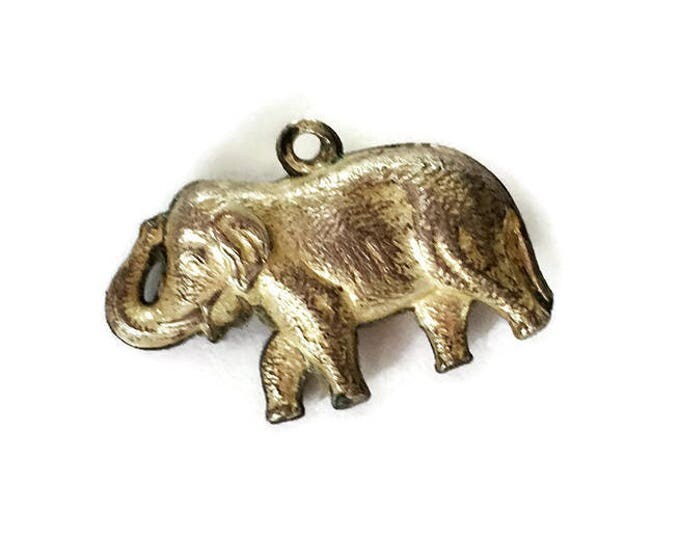 Sterling Silver Elephant Charm Upturned Trunk Vintage Charm for Bracelet