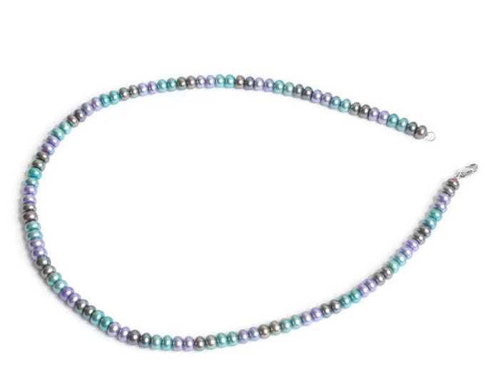 Rainbow Freshwater Pearl Necklace Three Color 18 Inch Choker