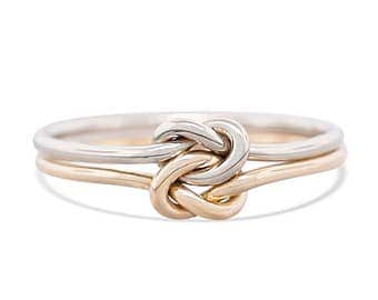 Alternative Engagement Ring • Diamond Alternative • Double Knot Ring • Heart Promise Ring • 14k Gold Knotted Ring Gift for Her
