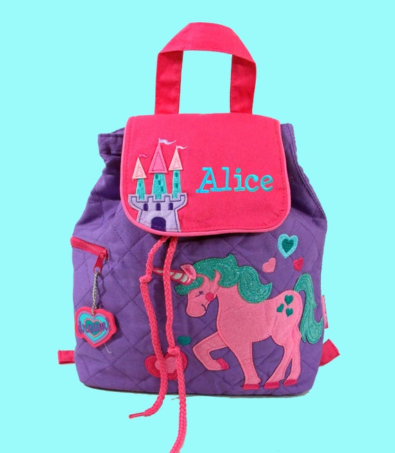 Personalized Child's Stephen Joseph Quilted Toddler UNICORN Backpack Purple-Monogramming Is Included