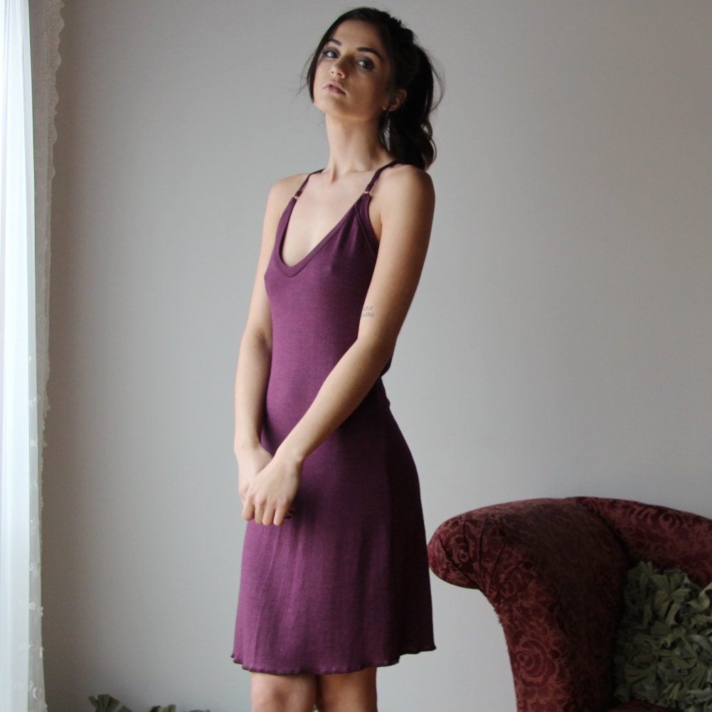 slip dress with built in shelf bra wool von sandmaidensleepwear