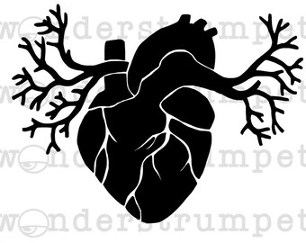 Winged Anatomic Heart Stencil