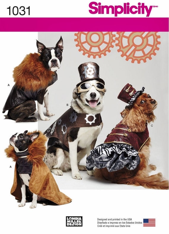 Steampunk Doggy Pattern, Dog Costume Coats and Hats Pattern, Simplicity Sewing Pattern 1031 by blue510 steampunk buy now online
