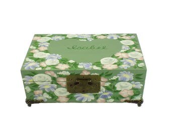 Personalized Pet Memory Box Hand Painted Pet Urn - Heart Shaped Floral Design - Custom Keepsake Box Memorial Box