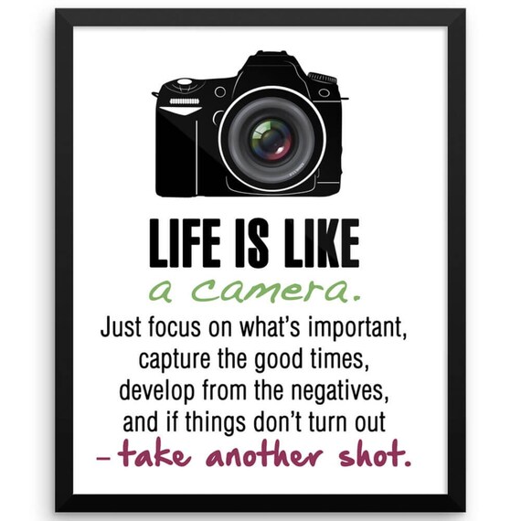 Life is like a camera Motivational Wall Art Print Camera