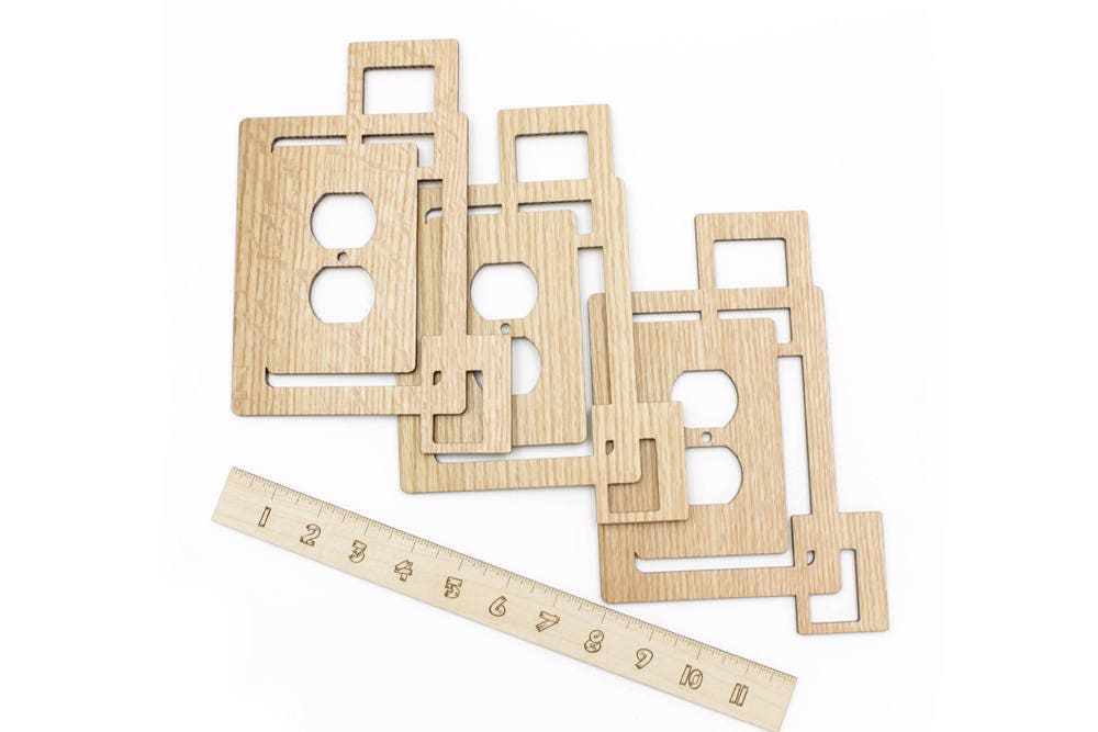 Modern Rustic Squares Wood Wall Outlet Cover made from
