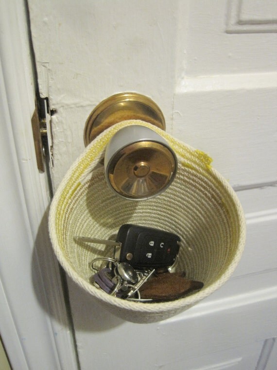 Items similar to Small Hanging Basket Hanging Organizer Key & Coin