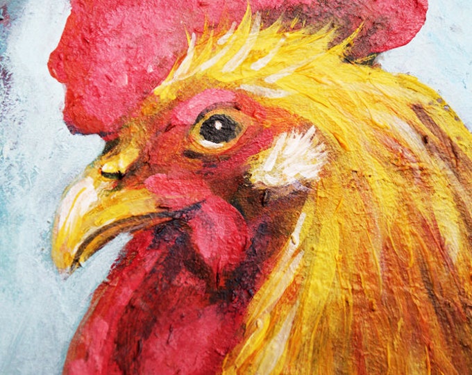 Red Rooster Matte Print - Various sizes | Rooster Print, Rooster Artwork, Rooster Wall Art, Kitchen Decor, Farm Wall Art